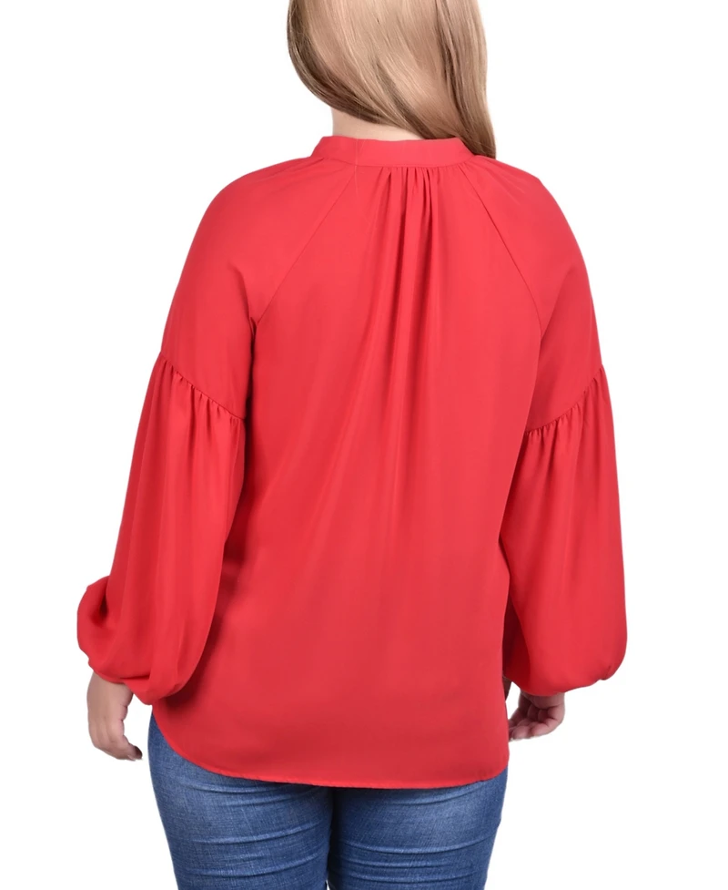 Ny Collection Plus Long Raglan-Sleeve Blouse