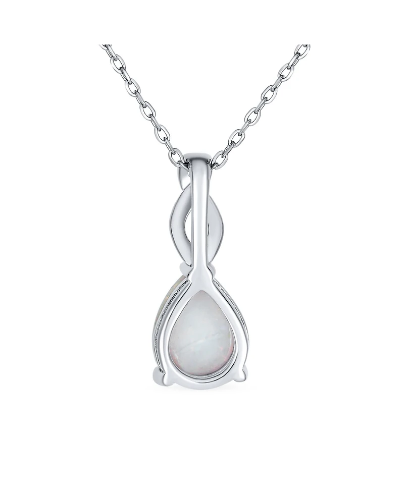 Bling Jewelry Opulence Infinity Set 3CTW White Synthetic Solitaire Opal Teardrop Necklace Pendant Sterling Silver