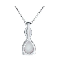 Bling Jewelry Opulence Infinity Set 3CTW White Synthetic Solitaire Opal Teardrop Necklace Pendant Sterling Silver