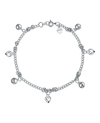 Bling Jewelry Multi Jingle Bells And Hearts Dangle Charms Anklet Pattilu India Ankle Bracelet Sterling Silver Adjustable 9 To 9.5 Inch With Extender