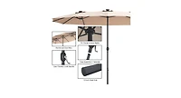 15 ft Patio Led Crank Solar Powered 36 Lights Umbrella without Weight Base