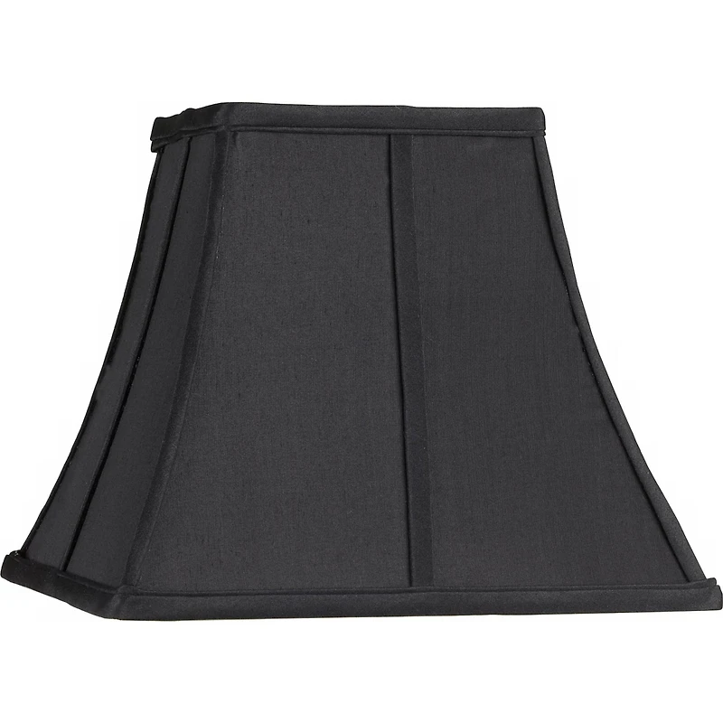 Springcrest Small Square Curved Black Lamp Shade 6" Top x 11" Bottom x 9.75" Height (Spider) Replacement with Harp and Finial