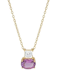 Amethyst (1-1/4 ct. t.w.) & Lab-Grown White Sapphire (3/8 ct. t.w.) 18" Pendant Necklace in 14k Gold-Plated Sterling Silver