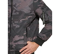 Calvin Klein Men's Quilted Baseball Jacket with Rib-Knit Trim