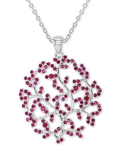 Lab-Grown Ruby Vine-Inspired 18" Pendant Necklace (7/8 ct. t.w.) in Sterling Silver