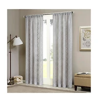 Irina Diamond Sheer Window Curtain, Grey sheer curtains 95 inches long Single Curtain, Width 50 curtains sheer for Bedroom and Living Room, Easy To Ha