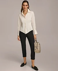 Donna Karan New York Women's Button Front Point Hem Top, Regular & Petite Sizes