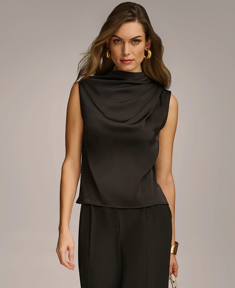 Donna Karan New York Women's Draped High Neck Sleeveless Top, Regular & Petite Sizes