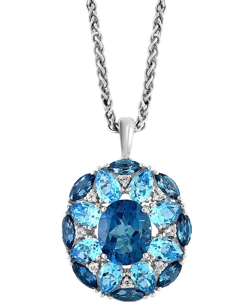 Effy Multi-Topaz Flower 18" Pendant Necklace (11-3/4 ct. t.w.) in Sterling Silver