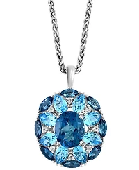 Effy Multi-Topaz Flower 18" Pendant Necklace (11-3/4 ct. t.w.) in Sterling Silver
