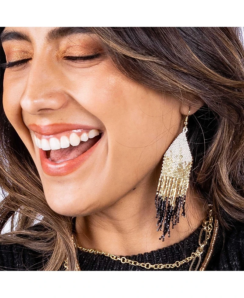 Claire Ombre Luxe Beaded Fringe Earrings