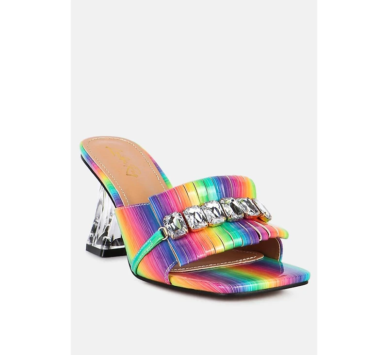 Women's Deeba Diamante Embellishment Clear Spool Heel Sandals