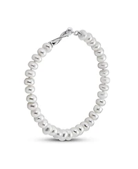Bling Jewelry Love Knot White Freshwater Cultured Button Pearl Infinity Bracelet Prom Sterling Silver
