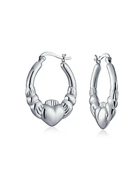 Bling Jewelry Bff Love Lightweight Heart Celtic Irish Friendship Claddagh Hoop Earrings Sterling Silver 1 Inch Diameter