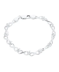 Bling Jewelry Forever Love Solid Figure Eight Love Knot Multi Infinity Chain Link Bracelets Sterling Silver Wrist 7.5 Inch