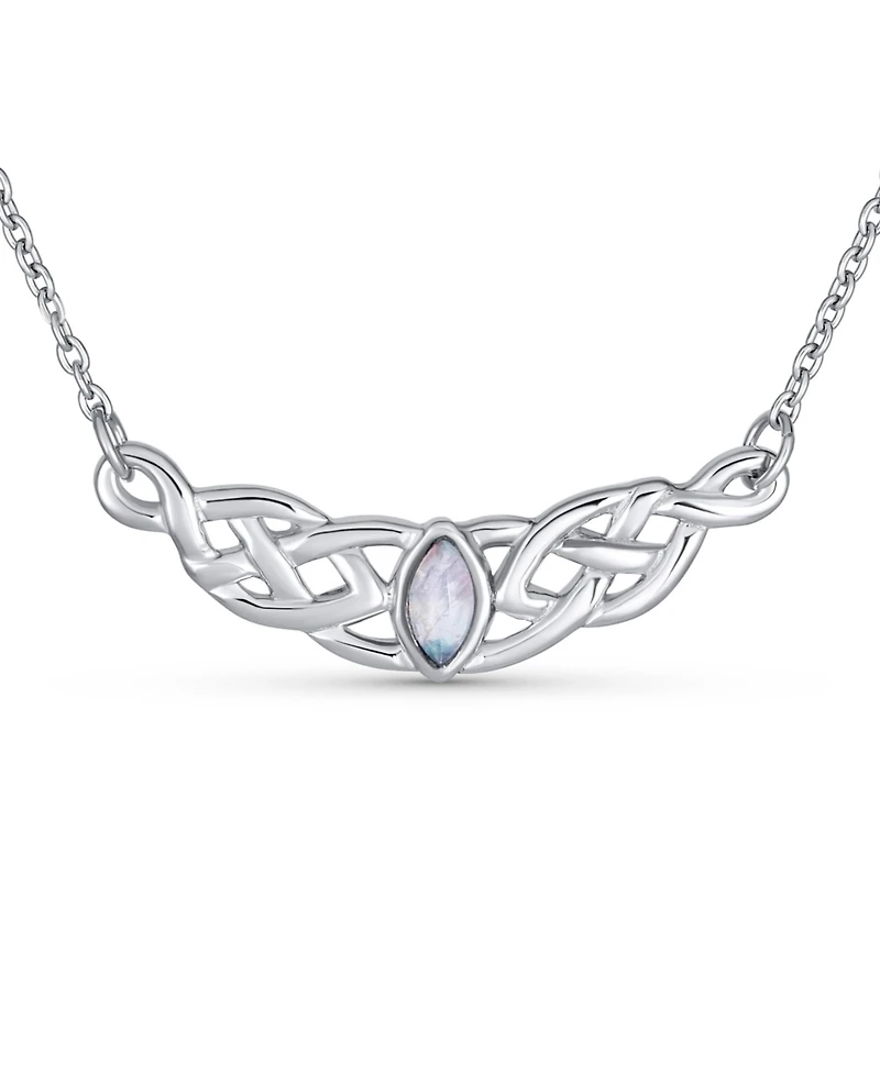 Bling Jewelry Irish Bff Celtic Trinity Friendship Love Knot Color Changing Natural Moonstone Necklace Station Pendant Sterling Silver