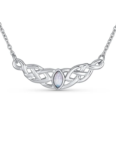 Bling Jewelry Irish Bff Celtic Trinity Friendship Love Knot Color Changing Natural Moonstone Necklace Station Pendant Sterling Silver