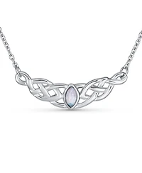 Bling Jewelry Irish Bff Celtic Trinity Friendship Love Knot Color Changing Natural Moonstone Necklace Station Pendant Sterling Silver