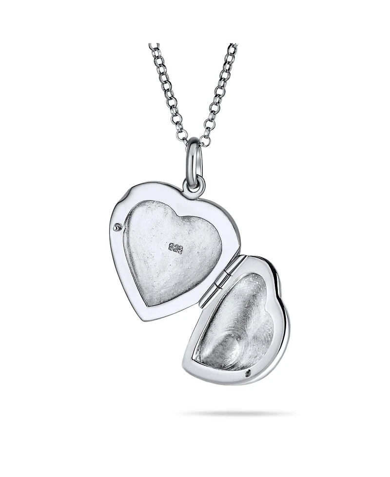 Bling Jewelry Carved Floral Flower Rose Photo Heart Shape Lockets Necklace Pendant That Hold Pictures Oxidized Sterling Silver