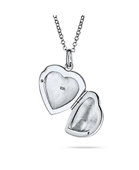 Bling Jewelry Carved Floral Flower Rose Photo Heart Shape Lockets Necklace Pendant That Hold Pictures Oxidized Sterling Silver