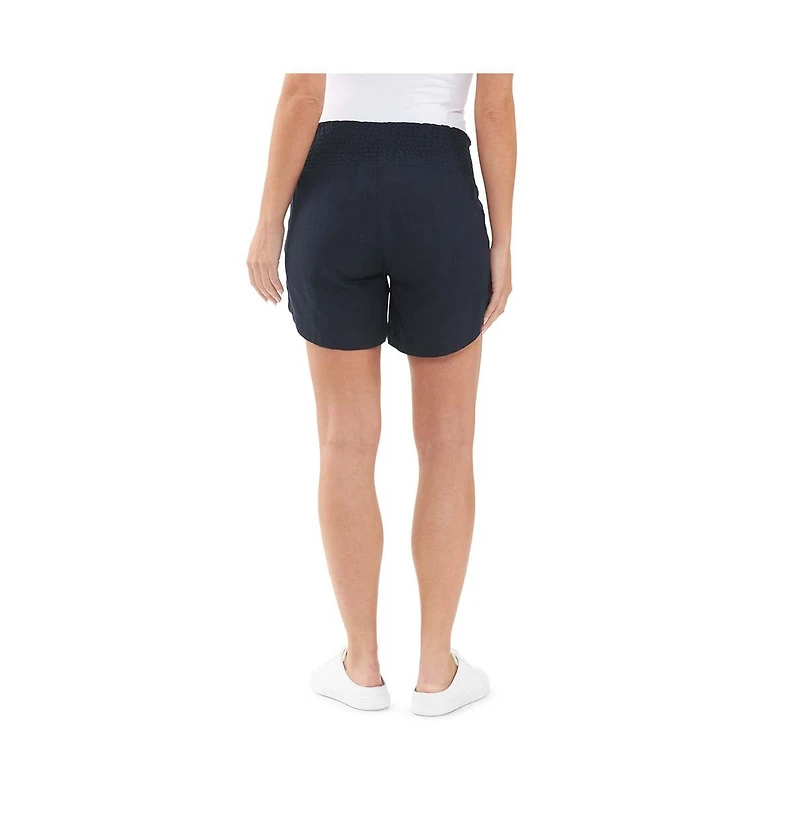 Ripe Maternity Indi Shirred Linen Short Navy