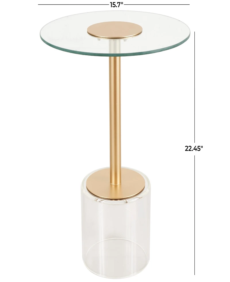 Rosemary Lane 16" x 16" x 22" Acrylic Elevated Base and Gold-Tone Stand Accent Table