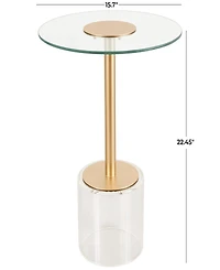 Rosemary Lane 16" x 16" x 22" Acrylic Elevated Base and Gold-Tone Stand Accent Table