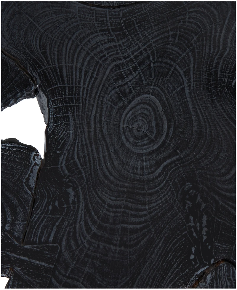 Rosemary Lane 24" x 24" x 22" Teak Wood Geometric Handmade Live Edge Black Metal Base Accent Table