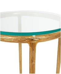 Rosemary Lane 18" x 18" x 23" Aluminum Textured Glass Tabletop Accent Table
