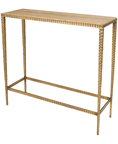 Rosemary Lane 37" x 12" x 28" Marble Gold-Tone Metal Legs Console Table