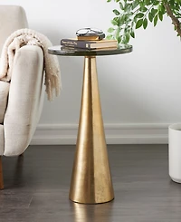 Rosemary Lane Aluminum Geometric Cone Textured Glass Tabletop Accent Table 