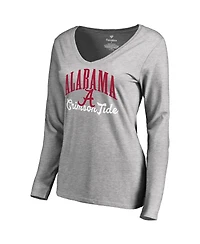Women's Fanatics Ash Alabama Crimson Tide Victory Script Long Sleeve T-shirt