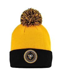 Women's adidas Gold Pittsburgh Penguins Laurel Cuffed Knit Hat with Pom