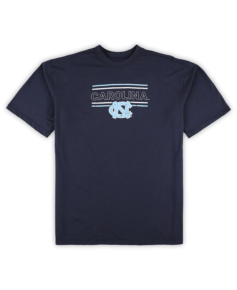 Men's Profile Navy Distressed North Carolina Tar Heels Big and Tall 2-Pack T-shirt Flannel Pants Set