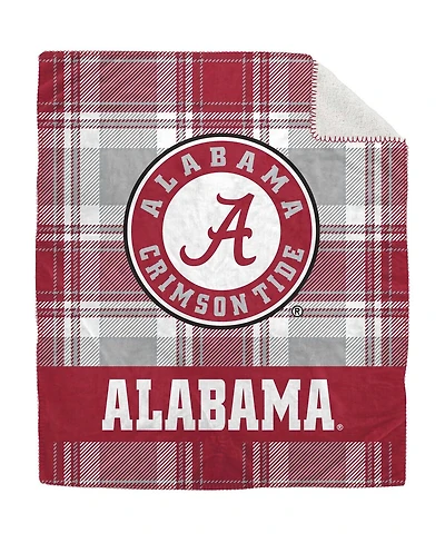 Pegasus Home Fashions Alabama Crimson Tide 50" x 60" Plaid Flannel Sherpa Plush Blanket