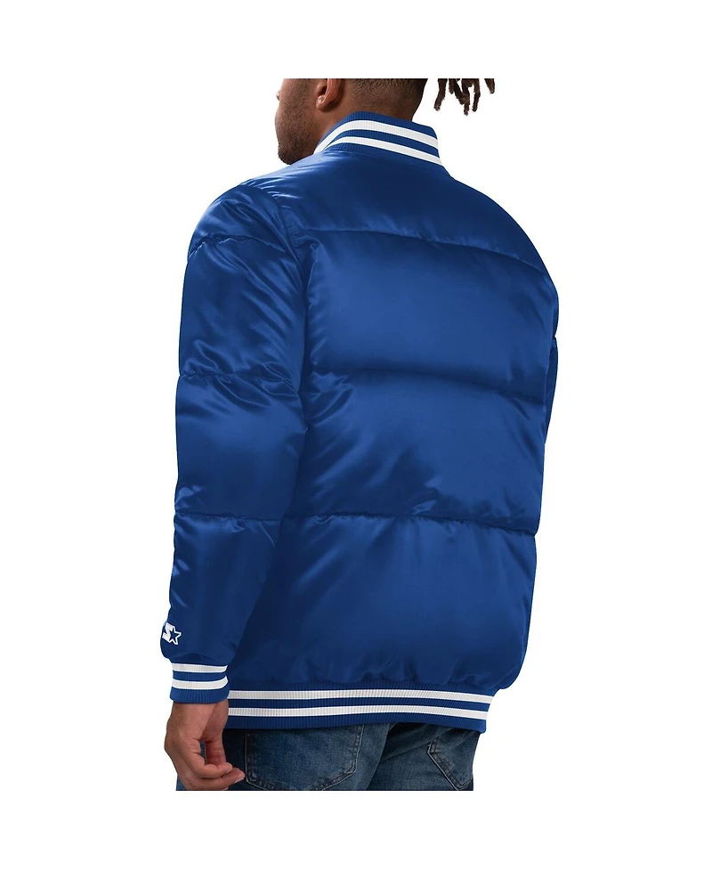 Men's Starter Royal Brooklyn Dodgers Cooperstown Collection Bronx Satin Full-Snap Varsity Bomber Jacket