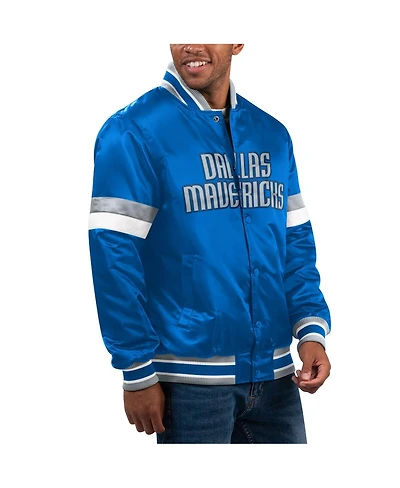 Men's Starter Blue Dallas Mavericks Home Game Satin Full-Snap Varsity Jacket