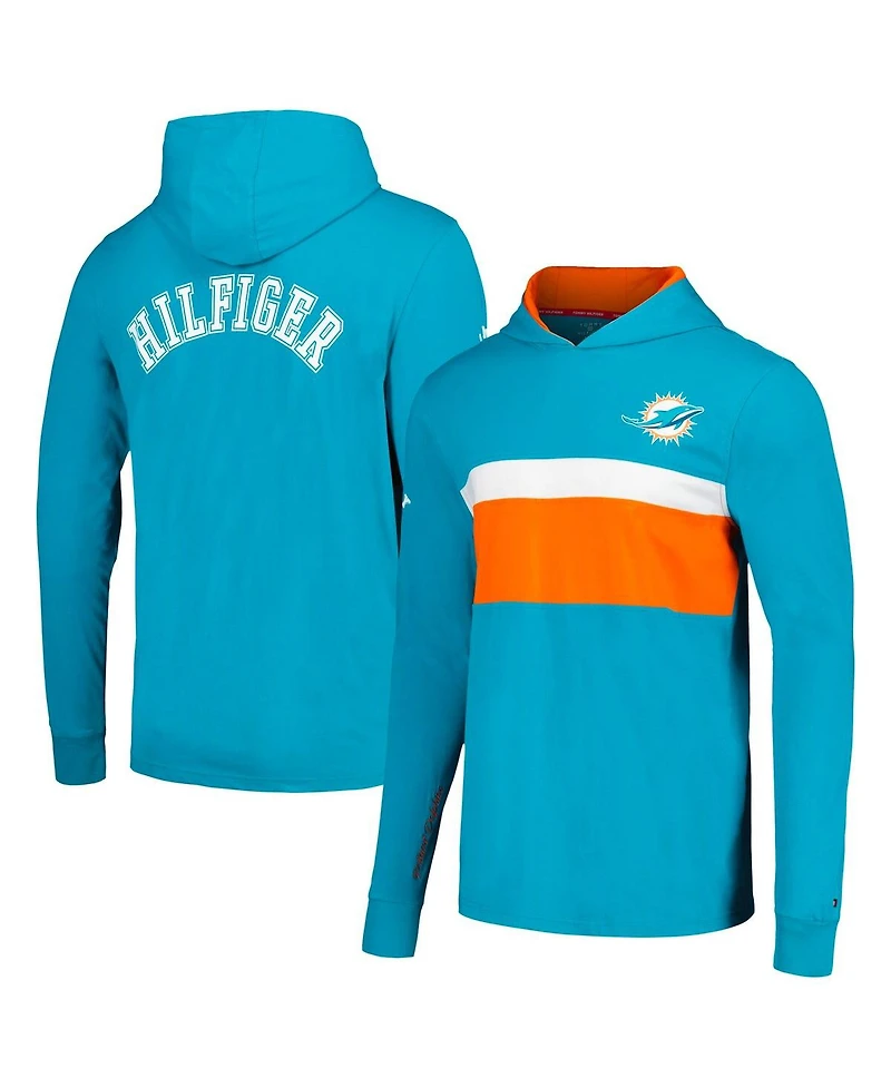Men's Tommy Hilfiger Aqua Miami Dolphins Morgan Long Sleeve Hoodie T-shirt