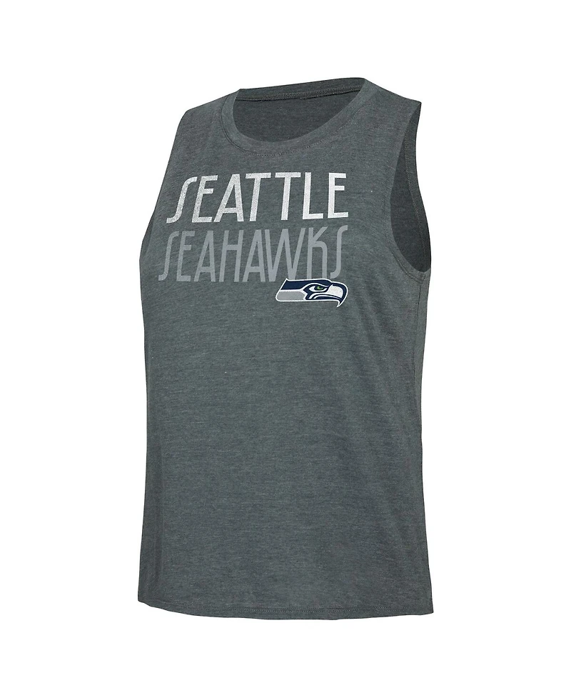 Women's Concepts Sport Navy, Charcoal Distressed Seattle Seahawks Muscle Tank Top and Pants Lounge Set