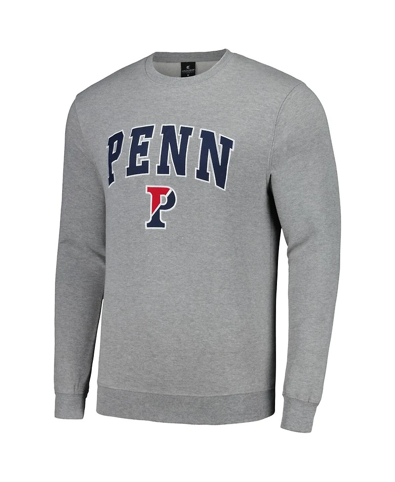 Men's Colosseum Heather Gray Pennsylvania Quakers Arch and Logo Pullover Sweatshirt