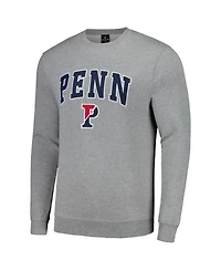Men's Colosseum Heather Gray Pennsylvania Quakers Arch and Logo Pullover Sweatshirt