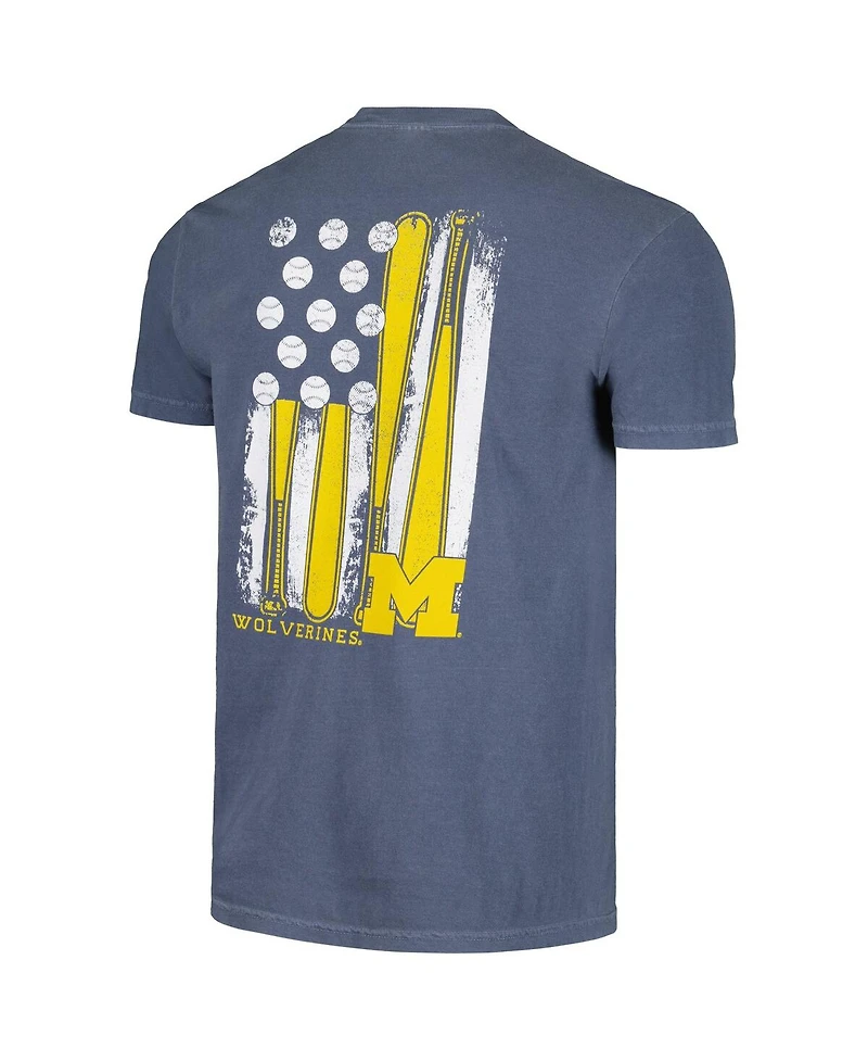 Men's Navy Michigan Wolverines Baseball Flag Comfort Colors T-shirt