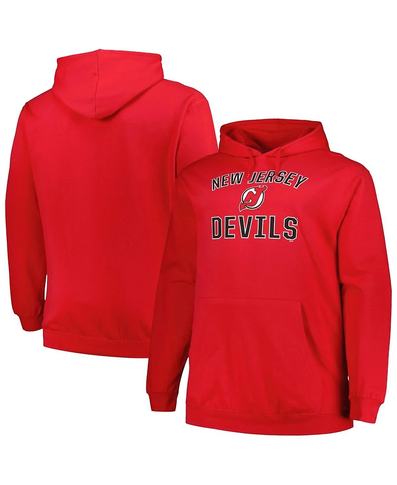 Men's Profile Red New Jersey Devils Big and Tall Arch Over Logo Pullover Hoodie