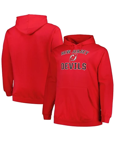 Men's Profile Red New Jersey Devils Big and Tall Arch Over Logo Pullover Hoodie