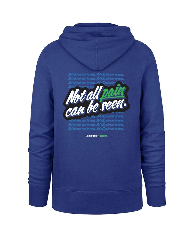 Men's '47 Brand Royal Indianapolis Colts Not All Pain Can Be Seen Kicking the Stigma Pullover Hoodie