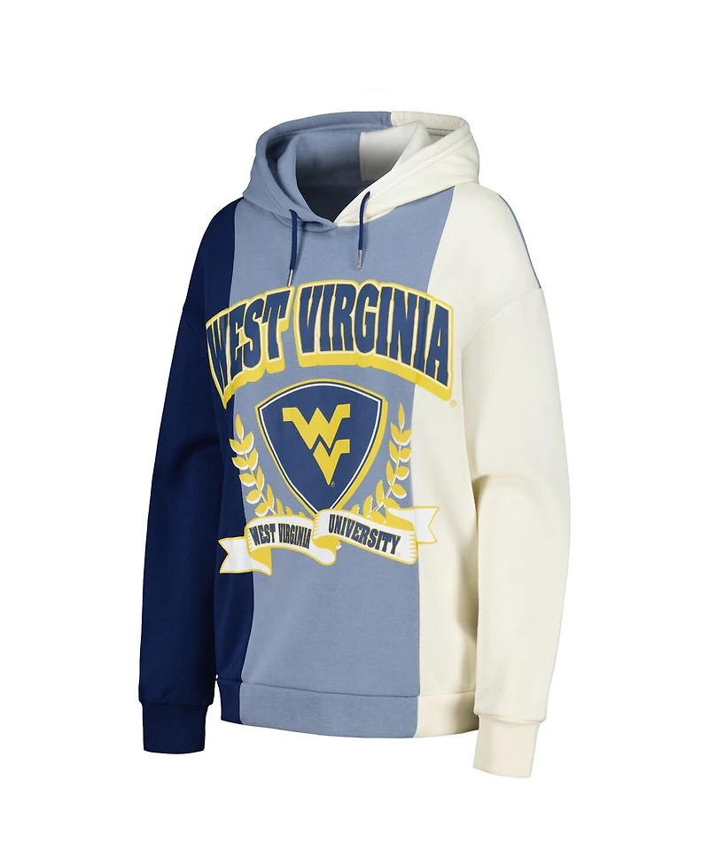 Women's Gameday Couture Navy West Virginia Mountaineers Hall of Fame Colorblock Pullover Hoodie