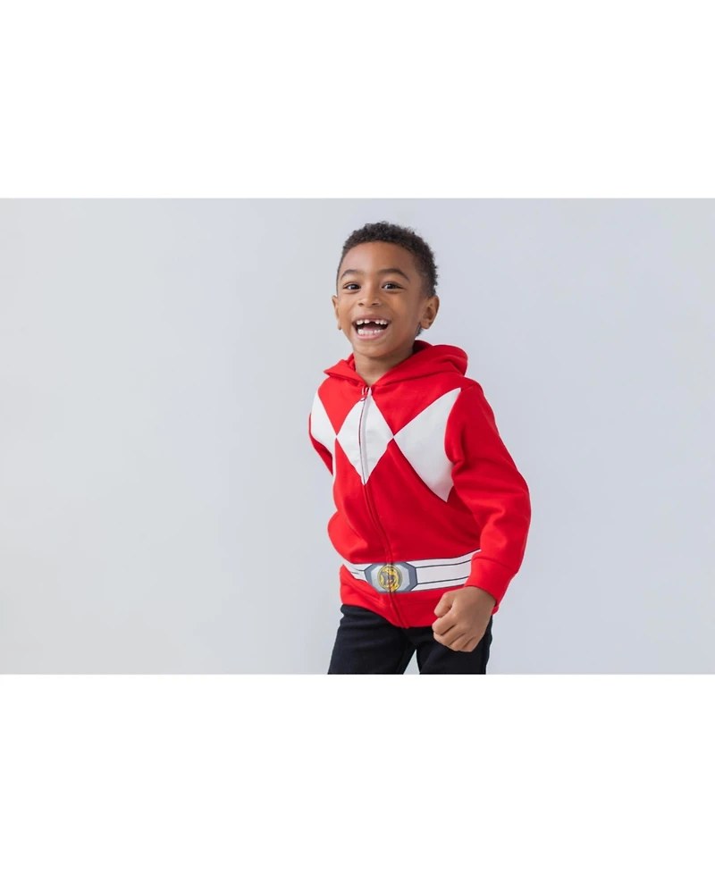Power Rangers Blue Ranger Red Black Fleece Zip Up Hoodie Toddler| Child Boys