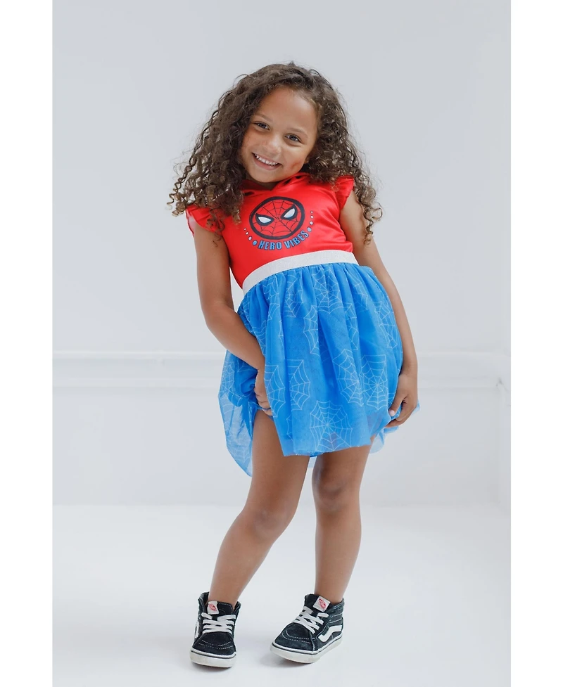 Marvel Spider-Man Girls Mesh Tulle Dress Blue Toddler| Child
