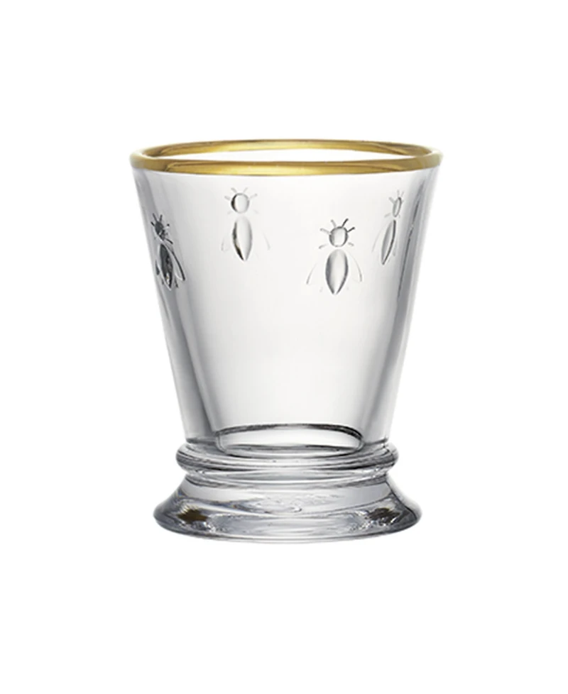 La Rochere Gold Rimmed Napoleon Bee 10 oz. Tumbler, Set of 4