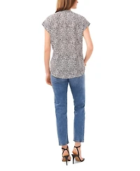 Vince Camuto Women's Printed Split Neck Short-Sleeve Blouse